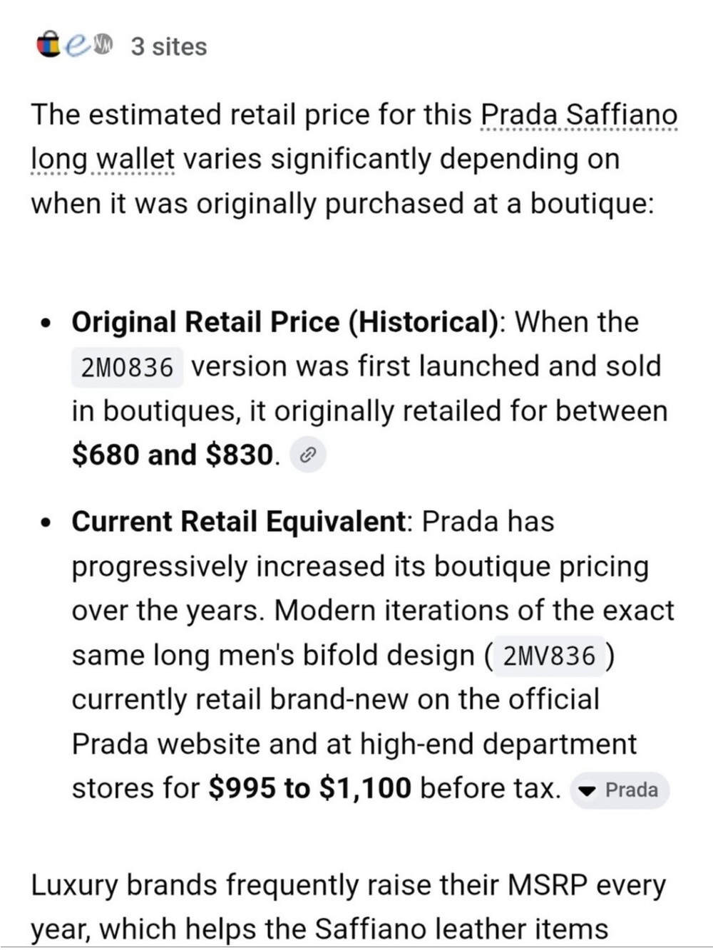 Prada Saffiano Leather Long Wallet - AUTHENTICITY CARD
INCLUDED - MSRP $830 - Picture 16 of 16